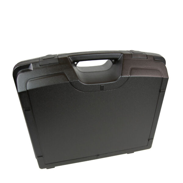 black plastic case 440x330mm with capability to add tamper evident security cable