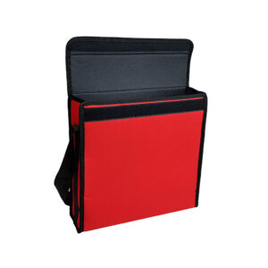 rectangular padded corner window sample bag in red with velcro closure