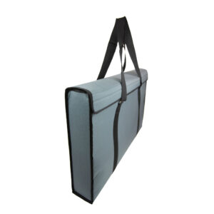 adjustable straps on padded window frame sample bag in grey