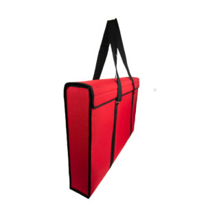 adjustable straps on padded window frame sample bag in red