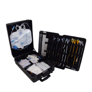 urinary catheters samples displayed within presentation case