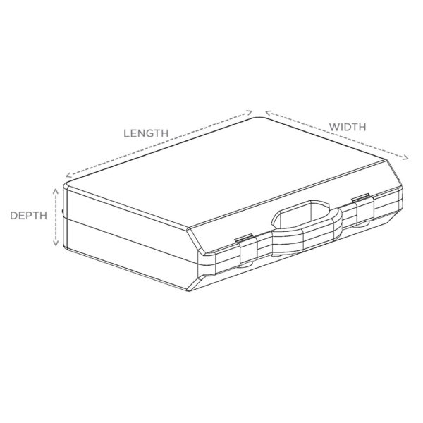 Drawing Example SPI Case Showing Depth, Length and Width Dimensions