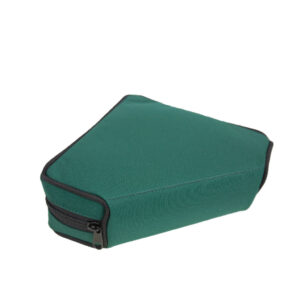 zipped closing padded corner window section bag in green