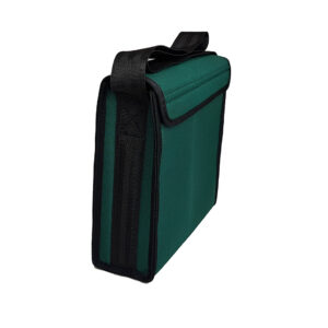 rectangular padded corner window sample bag in green with carry handle