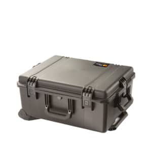 black iM2720 peli storm case fitted with telescopic handle and wheels