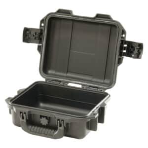 storm-iM2050 watertight empty case in black from peli, shown open and empty