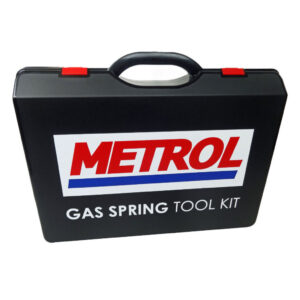 black plastic case printed with metrol gas spring tool kit logo