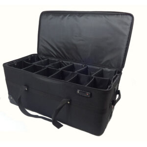 dividers in holdall style wheeled shoe sample bag