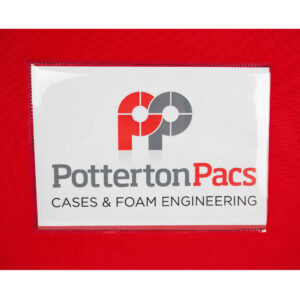 clear PVC logo pocket for padded sample bags